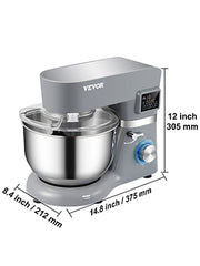 SucceBuy 5.5/7LElectric Stand Mixer with 6Speeds LCD Screen Timing Food Mixer Cream Egg Whisk Whip Dough Kneader With Steel Bowl