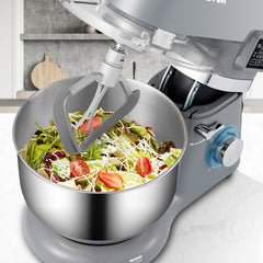 SucceBuy 5.5/7LElectric Stand Mixer with 6Speeds LCD Screen Timing Food Mixer Cream Egg Whisk Whip Dough Kneader With Steel Bowl