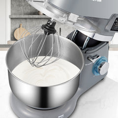 SucceBuy 5.5/7LElectric Stand Mixer with 6Speeds LCD Screen Timing Food Mixer Cream Egg Whisk Whip Dough Kneader With Steel Bowl