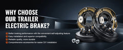 SucceBuy Trailer Hub Drum Kits Self-Adjusting Trailer Brake Assembly for 7000 lbs Axle Backing Plates Brake System Part Replace