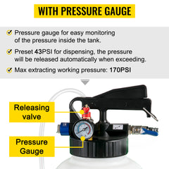 SucceBuy Transmission Fluid Pump 2 Way Manual ATF Refill System Dispenser Oil and Liquid Extractor 10 Liter Large Capacity