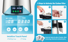 SucceBuy 4L Water Distiller Purifier Filter 1L/H Distilling Speed Dispenser Drinking Bottle Softener Touch Screen Home Appliance