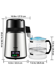 SucceBuy 4L Water Distiller Purifier Filter 1L/H Distilling Speed Dispenser Drinking Bottle Softener Touch Screen Home Appliance