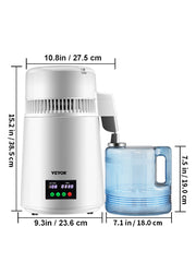 SucceBuy 4L Water Distiller Purifier Filter 1L/H Distilling Speed Dispenser Drinking Bottle Softener Touch Screen Home Appliance