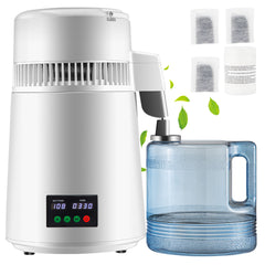 SucceBuy 4L Water Distiller Purifier Filter 1L/H Distilling Speed Dispenser Drinking Bottle Softener Touch Screen Home Appliance