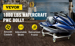 VEVOR 1000/1300LBS Watercraft PWC Dolly Jet Ski Stand Yacht Cart Boat Storage Trailer for Ski Fishing Boat Sailboat