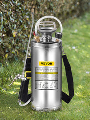 VEVOR 2Gal Stainless Steel Sprayer Hand Pump Sprayer with Pressure Gauge&Safety Valve Adjustable Nozzle for Gardening Sanitizing